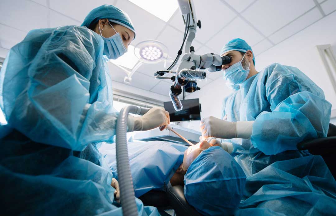 oral surgery in progress